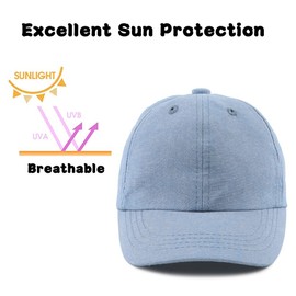 XIAOHAWANG Summer Baseball Cap for Boys Girls Adjustable Sports Cap Children with Dinosaur Embroidery Peaked Cap Children UV Protection 2–6 Years, Sky blue-b