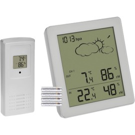 TFA Dostmann Wireless Clear Weather Station, 35.1168.02, with Outdoor Sensor, Temperature and Humidity Indoor and Outdoor, Weather Forecast with Air Pressure and Symbols, Digital, Compact (White with