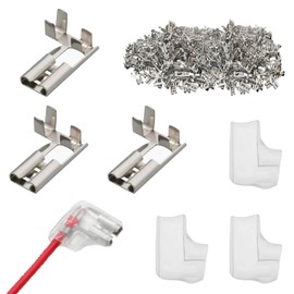 Pack of 60 Cable Lugs Flat Connectors, 4.8 mm 90° Angled with 60 Pieces Insulated Blade Receptacles, Spade Connectors Crimp Terminal, Shrink Blade Receptacle, for Devices Switches, Quad Scooters