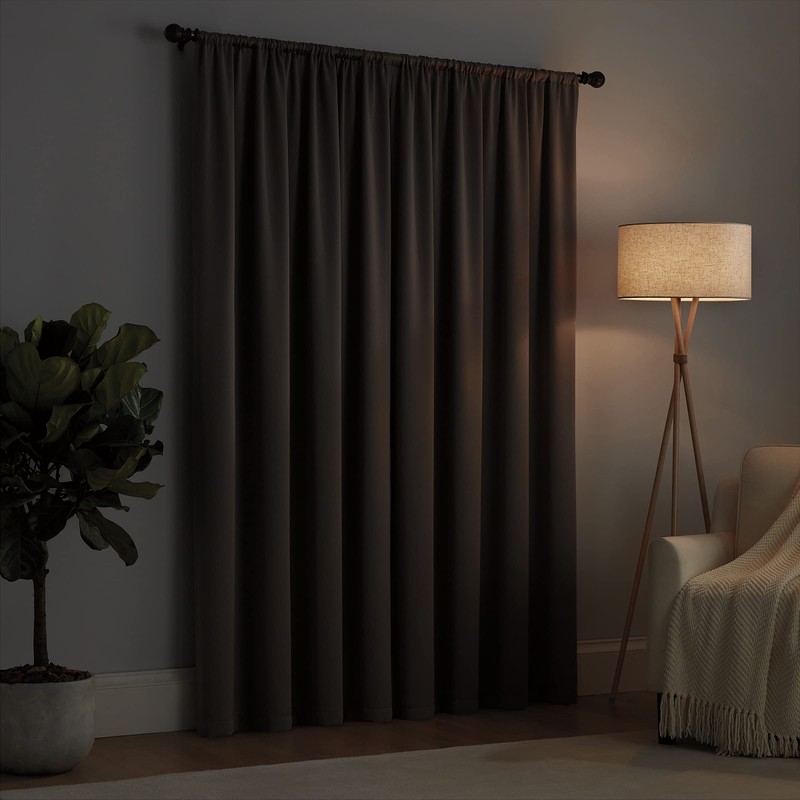 ECLIPSE Solid Thermapanel Modern Room Darkening Rod Pocket Window Curtain