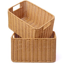 Niesporek Storage Basket, Sundries Basket, Width 11.8 x Depth 7.9 x Height 6.7 inches (30 x 20 x 17 cm), Storage Box, Rattan Basket, PP (Polypropylene), Rattan Basket, Washable Basket, Vegetable