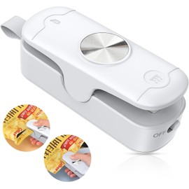 Bag Sealer, 2 in 1 Mini Bag Sealer Heat Seal and Cutter, Portable Chip Bag Sealer Heat Sealer Bag Resealer for Snacks Candies Plastic Bag Food Storage (Batteries Included)