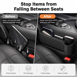 Car Seat Gap Organizer with Cup Holder – PU Leather Side Storage Box for Phones, Wallets & Daily Essentials