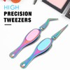 6 Pieces Craft Tweezers Crossing Lock Curved Stainless Steel Soft