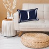 Geometric Pattern Monogram Decorative Lumbar Pillow Covers Letter J Navy