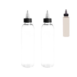 wolfmoon botanicals Set of 2 Applicator Plastic Bottles + BONUS 8 oz Natural Bottle | 8 oz Clear Squeeze Cosmo Bottles with Twist Top Yorker Dispensing Caps | Hair Treatment, Oils, Skin Care