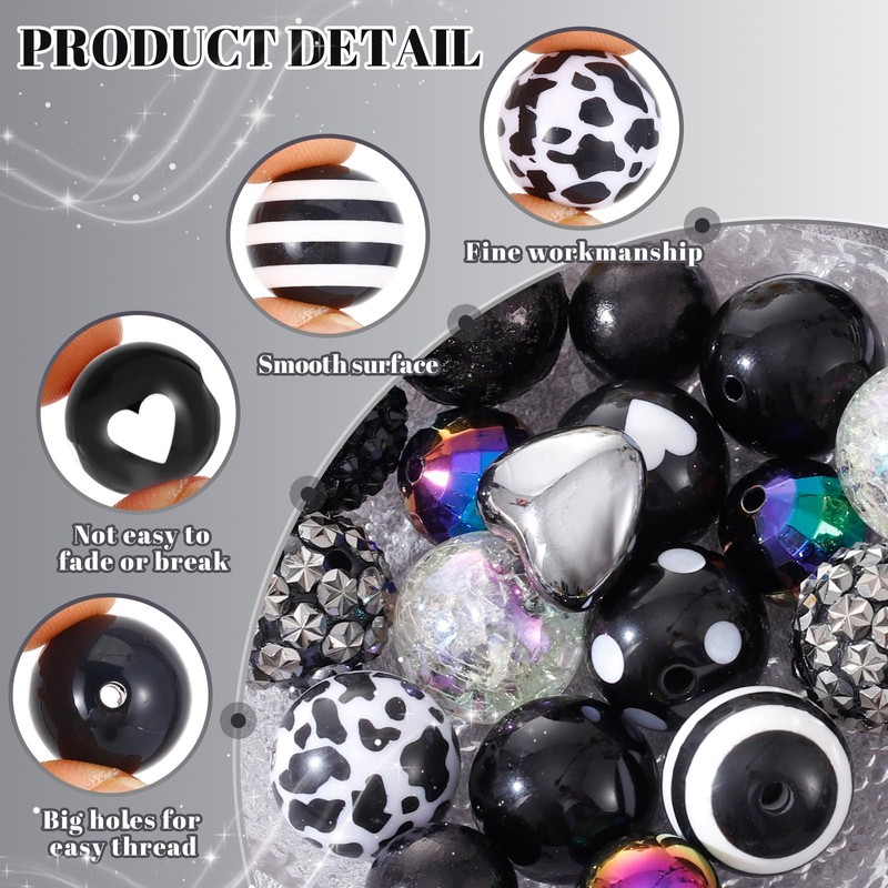 Wurosi 112 Pcs Beads for Pens, Spacer Beads, Chunky Bubblegum