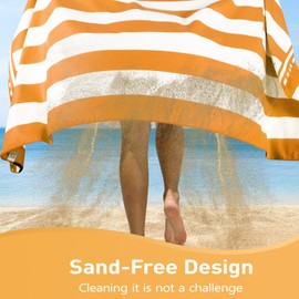 KUOGAS XXL Beach Towel, 180 x 90 cm, Large Quick-Drying Microfibre Towel, Sand-Free Bath Towel, Beach Blanket, Women's Beach Towel (Orange)