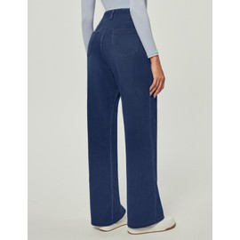 IUGA Wide Leg Jeans Woman Stretchy Pull On Baggy Jeans High Waisted Trendy Womens Straight Casual Denim Pants