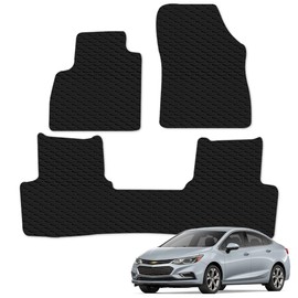 TLAPS 7422439770782 Compatible with 2016-2019 Chevy Cruze Black Rubber All Weather Honeycomb Hex Floor Mats 3 Pieces