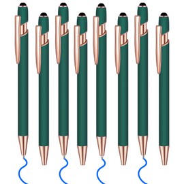 Lragvtbk 8 Pcs Blue Ink Ballpoint Pen with Stylus Tip 2 in 1 Stylus Ballpoint Pen Metal Pens Stylus Pen for Touch Screens School Office Coworkers (Green Rose Gold)