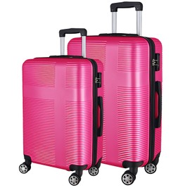 HOUAGI Luggage Sets 2 Piece,24 inch 28 inch Checked Luggage,Hardshell Lightweight Suitcase with 4 Spinner Wheels,2-Piece Set(24/28),Rose Red