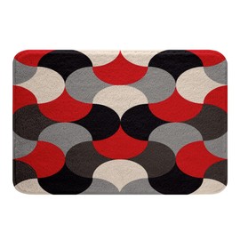 Feelyou Tapetes de baño con estampado geométrico para baño, alfombras de baño rojas y grises y negras para decoración de niños, alfombras de baño de arte moderno para ducha, tina, arte abstracto de lujo, accesorios de baño, 16 x 24 pulgadas