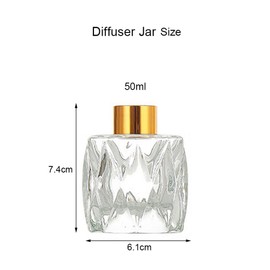 2PCS 50ml/1.7oz Empty Clear Glass Diffuser Bottle Diffuser Jar with Gold Cap Essential Oil Container Fragrance Accessories Use for DIY Replacement Diffuser Set for Home Office (Prismatic)