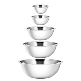 YBM HOME Stainless Steel Mixing Bowls (Set of 5) for Baking, Cooking, and Prepping, Stackable Nesting Bowls for Space Saving Storage