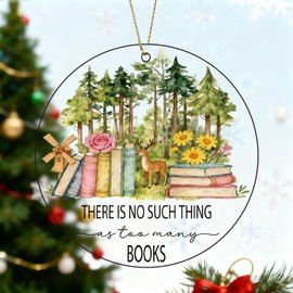Gifts for Book Lovers Gifts for Women Christmas Hanging Ornaments 2025, There is No Such Thing as Too Many Books for Tree Decoration, Xmas Decor for Stocking Stuffers Xmas Tree Decoration
