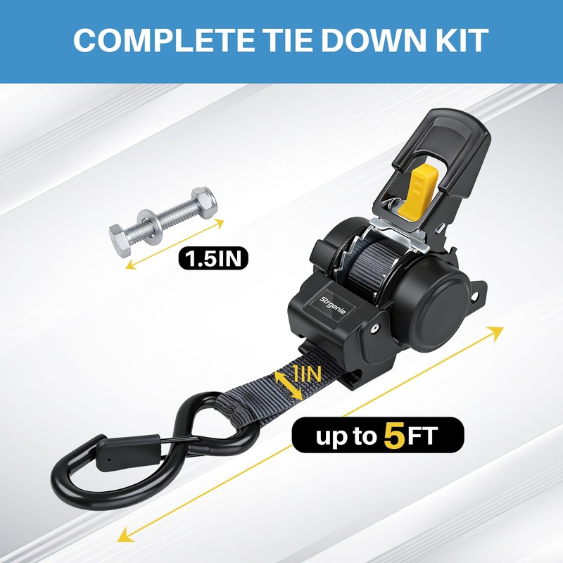Strgenie Bolt on Ratchet Straps 1INx5FT Auto Retractable Ratchet Tie