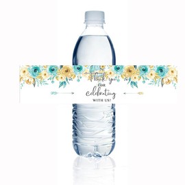 CRAWPROP 36PCS Thank You for Celebrating with US Water Bottle Sticker Labels Wedding Bridal Party Supplies Baby Shower Birthday Party Decorations(Yellow)