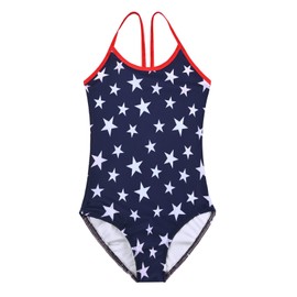 Bañador de niña unicornio sirena traje de baño para niños de una pieza ropa de playa, Estrella de la bandera, 4-5T