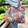 allydrew Large Foldable Tote Nylon Reusable Grocery Bags, Regal Elephants