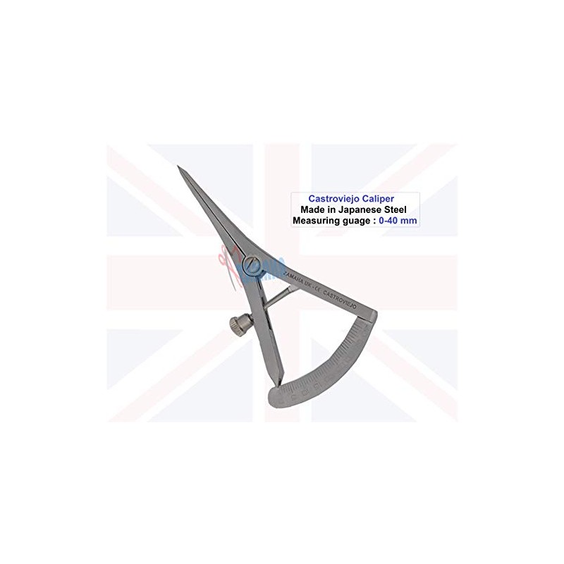 Zamaha UK Castroviejo Caliper Range 0-40MM with Straight Tip, Stainless