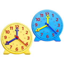Children's Clock Set – Dual 24-Hour Demonstration Clocks (10cm) for Teaching Time to Young Learners