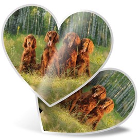 2 x Heart Stickers 15 cm - Irish Red Setter Family Dog Fun Decals for Laptops,Tablets,Luggage,Scrap Booking,Fridges, #3389