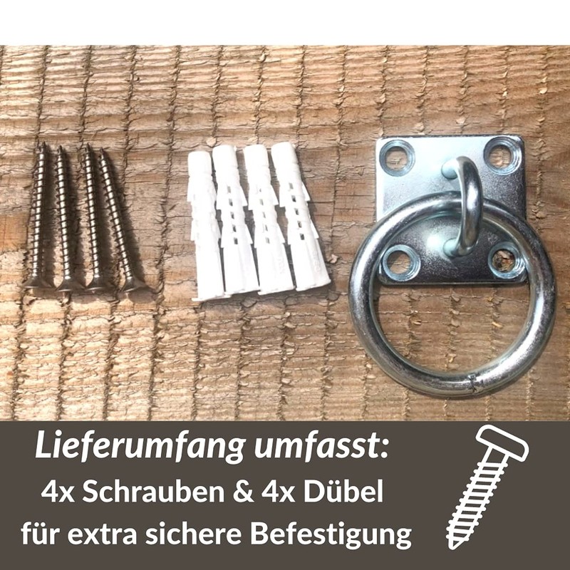 Connecting Ring, Horse, Cattle, Mounting Hook for Screwing, Solid Stainless