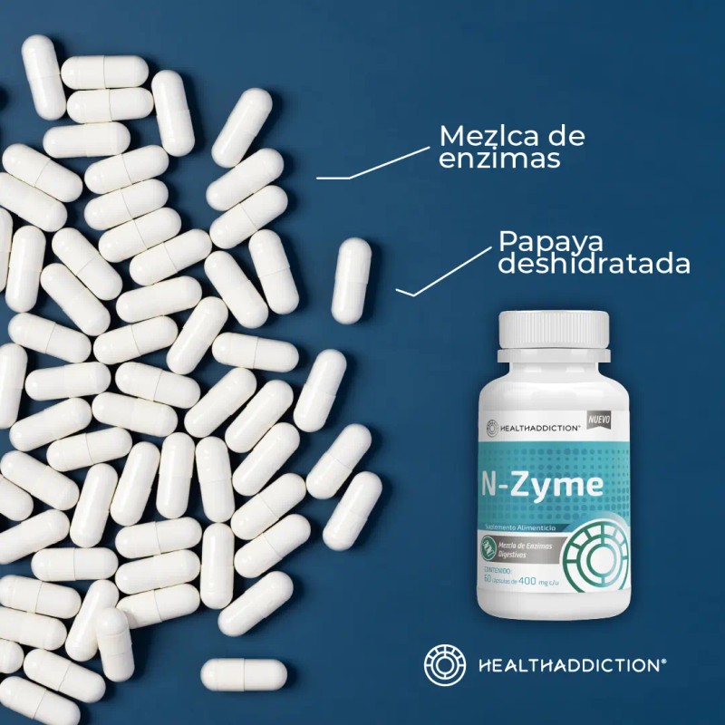 Enzimas Digestivas Health Addiction Lactasa Papaína Cápsulas Mejora Digestiva