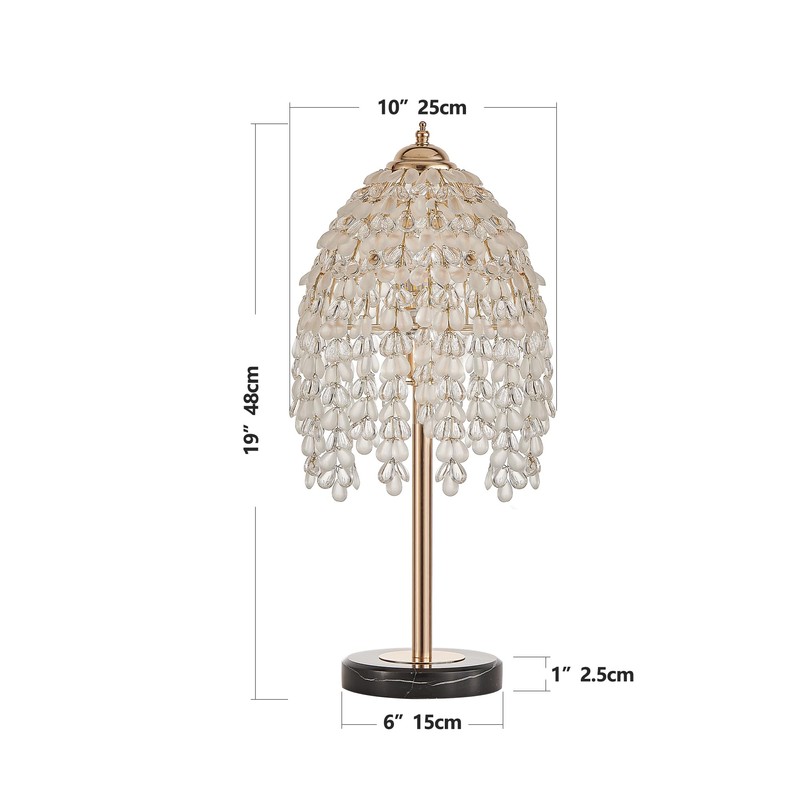 juruilight 19 Inch Gold Crystal Table Lamp,Elegant Nightstand Lamp with