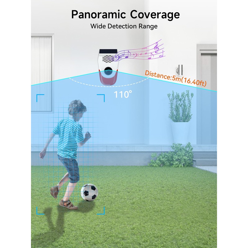 PILSAMAS Solar Motion Sensor Alarm with Custom Voice Upload -