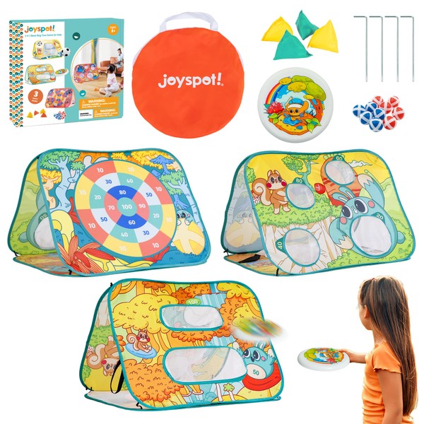 3-in-1 Bean Bag Toss Game Kids Outdoor Toys, Disc Toss