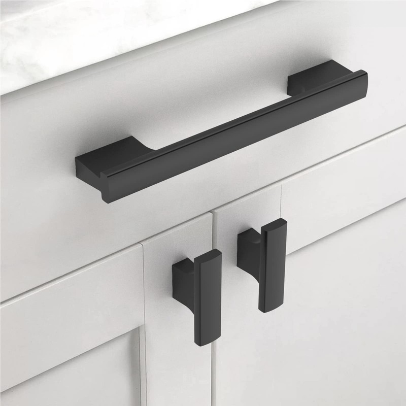 Asidrama 10 Pack 5 Inch(128mm) Matte Black Cabinet Pulls Kitchen