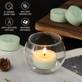 16Pcs Lemongrass Scented Tealight Candles, Green Soy Wax Tea Lights with Essential Oils, 4h Outdoor and Indoor Summer Scented Candle for Home Patio Garden Yard Balcony,BBQ Birthday