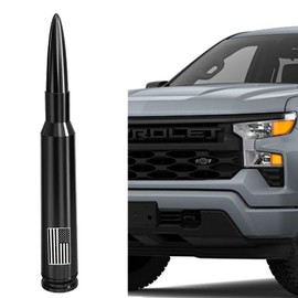 Car Truck Bullet Antenna-America Flag Style, Carwash Safe for GM Chevy Silverado GMC Sierra 1500 2500 3500 HD Avalanche Pickup Truck Accessories(Black) Anti Theft Design