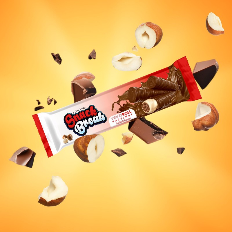 Snack Break Hazelnut Wafer Rolls, Rolled Wafer Cookies, Cocoa Coated