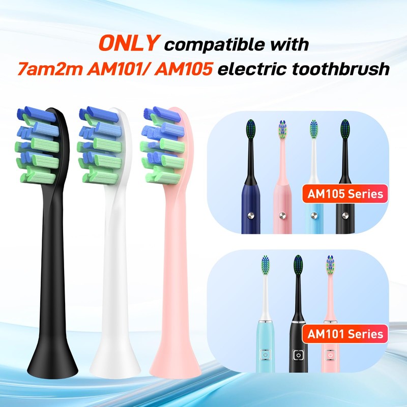 Replacement Brush Heads Compatible with 7am2m AM101/AM105 Sonic Electric Toothbrush