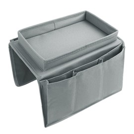 XGOPTS Sofa Armrest Hanging Organiser with 14 Pockets | Couch Armchair Storage Bag | Armchair Caddy Remote Control Holder for Magazine Books Cell Phone TV Remote (Light Grey)