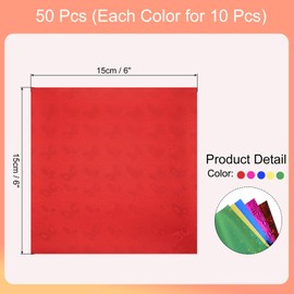 MECCANIXITY 50 Sheets Glitter Origami Paper 6x6 Inch Metallic Holographic Foil Laser Paper Shiny Square Folding Paper for DIY Arts, Gold Green Red Blue