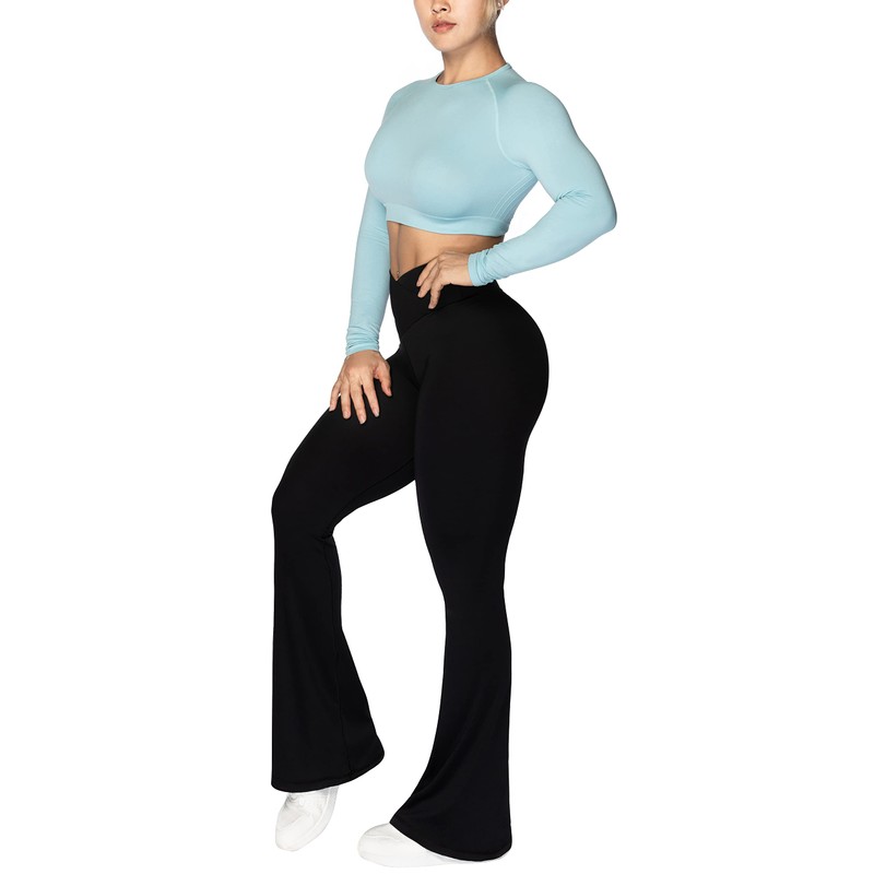 Sunzel Flare Leggings, Crossover Yoga Pants with Tummy Control, High-Waisted