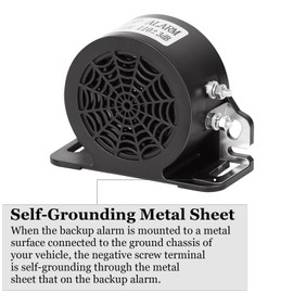 MIRKOO Backup Alarm 110dB 12V-80V DC Waterproof Industrial Heavy-Duty Backup Reverse Warning Alarm Super Loud Beeper for Truck Van Freight Car Lorry Heavy Vehicles (Self-Grounding Metal Sheet-4PC)