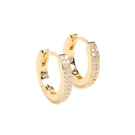 gorjana Women's Wilder Shimmer Bar Huggies, 18K Gold Plated, White Cubic Zirconia Hoop earrings w/Hinge Closure