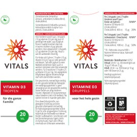 Vitals - Vitamin D3, 700 Tropfen, Cholecalciferol für die Ganze Familie. Die Wirksamste Form von Vitamin D und Unterstützt das Immunsystem. Flüssige öl.