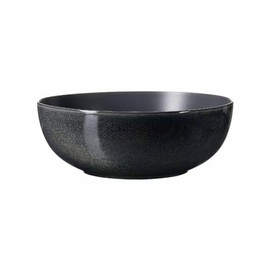 Ritzenhoff & Breker Toledo 23 cm Round Bowl with Brown Rim, Scandinavian Design with Reactive Glaze, Stoneware, Dark Grey