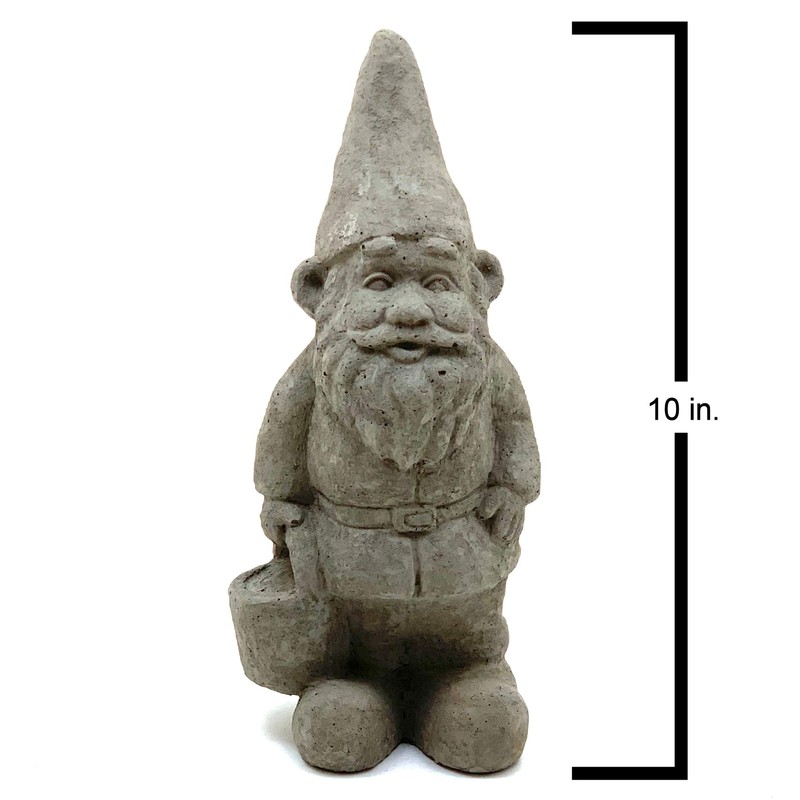 Garden Gnome with Bucket: Solid Durable Stone Statue with Vintage