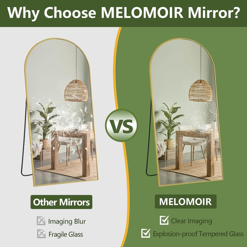 MELOMOIR 71"x32" Large Arched Mirror - Full Length, Extra Large