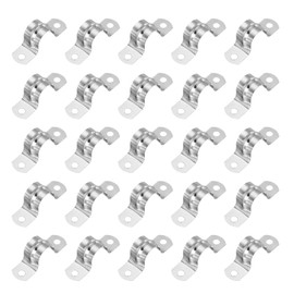 PATIKIL Saddle Bands 20mm Inner Diameter 2 Holes Pipe Fixing Hardware 304 Stainless Steel Saddle Bands for Plumbing Parts Pipe Cable Wire Fixing 25pcs