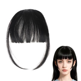 Fringe Clip in Hair for Women, Wispy Fringe Clip in Bangs, Black