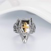 PAURO Men's Ankh Cross Anubis Wolf Head Ring Stainless Steel,