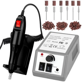 20000RPM Professional Electric Nail File Kit, 156pcs Sanding Bands and Nail Drill Bits for Acrylic, Gel Nail Manicure Gel Nail Polish Remover (Grey)